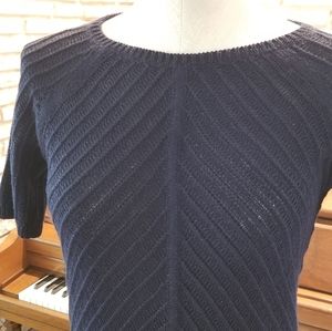 Talbots Navy Short-sleeved Knit Sweater w/ Shimmer